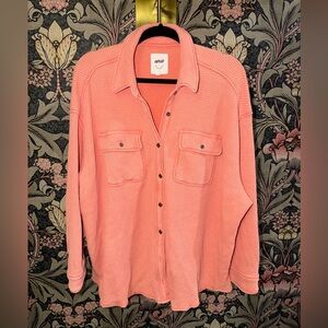 Aerie Coral Waffle Knit Thermal Shirt Jacket - Medium